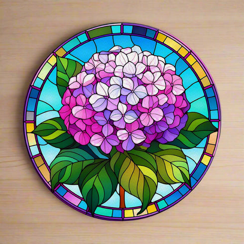 Hydrangea Circular Glass Suncatcher Worktop Saver